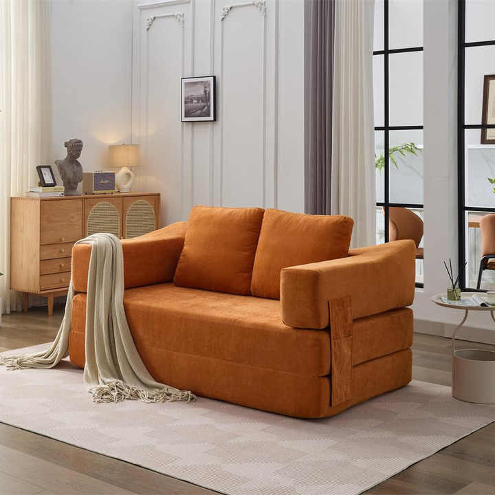 Sofá de espuma comprimida de 70 cm para sala de estar con cama extraíble y reposabrazos extraíbles