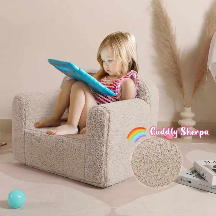 Sofá-silla suave de sherpa para niños