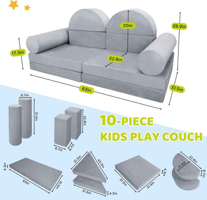 Sofá modular para niños pequeños y bloques de juego DIY