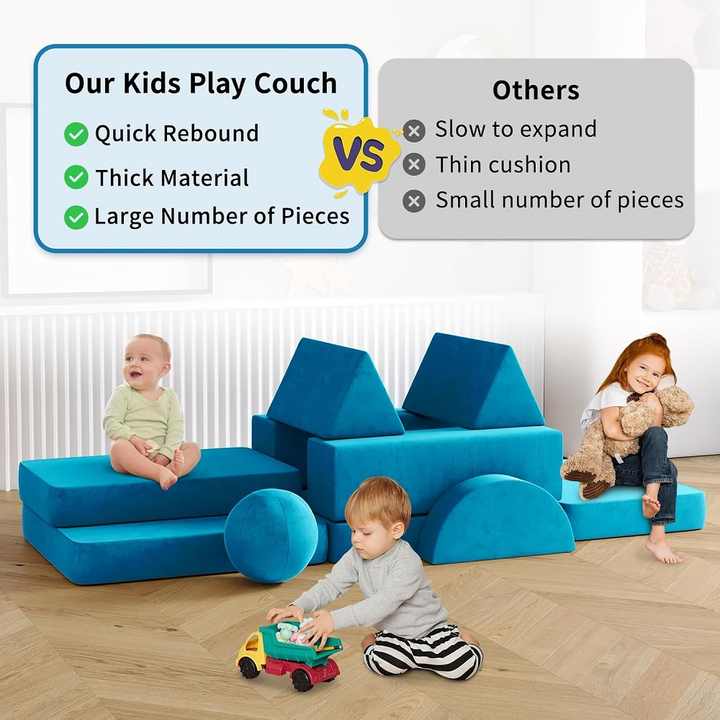 Sofá modular componible para niños pequeños, 12 piezas, para sala de juegos infantil