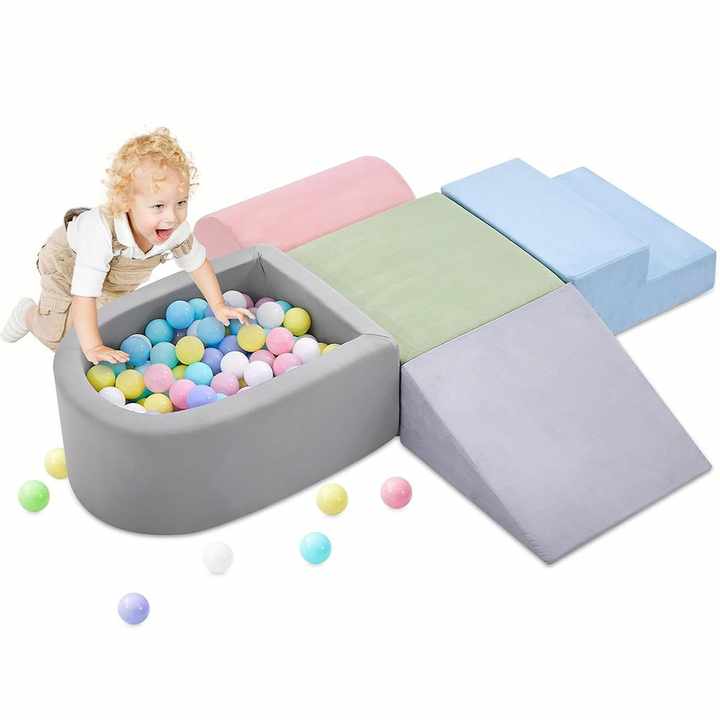 Juego de 5 bloques de escalada de espuma suave para bebés y niños pequeños