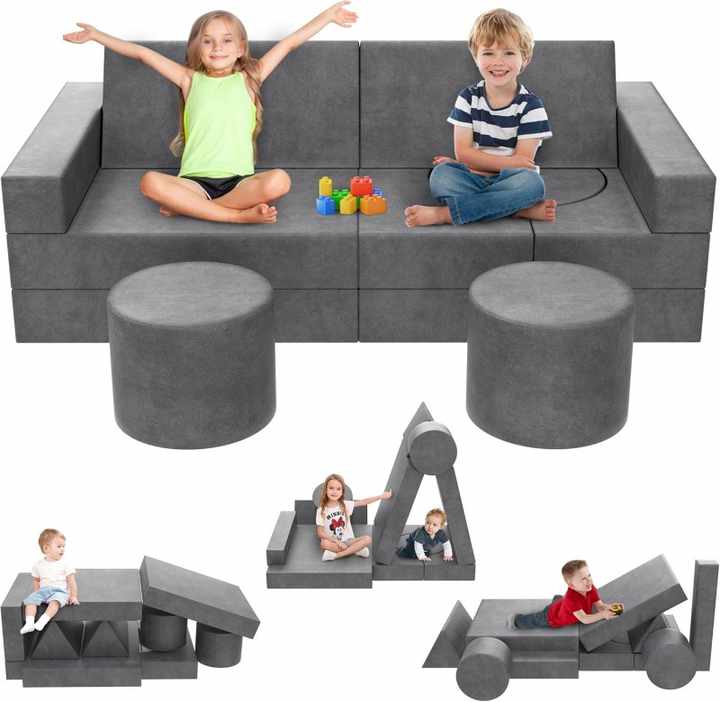 Sofá infantil de espuma comprimible y bloques de juego creativos para hacer uno mismo