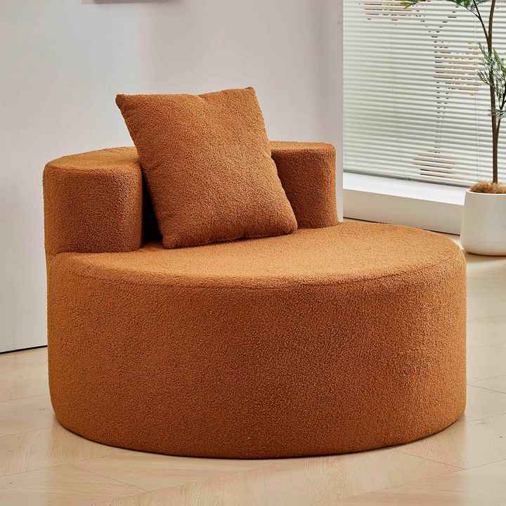 Sofá chaise longue redondo y cómodo con paquete enrollable comprimido