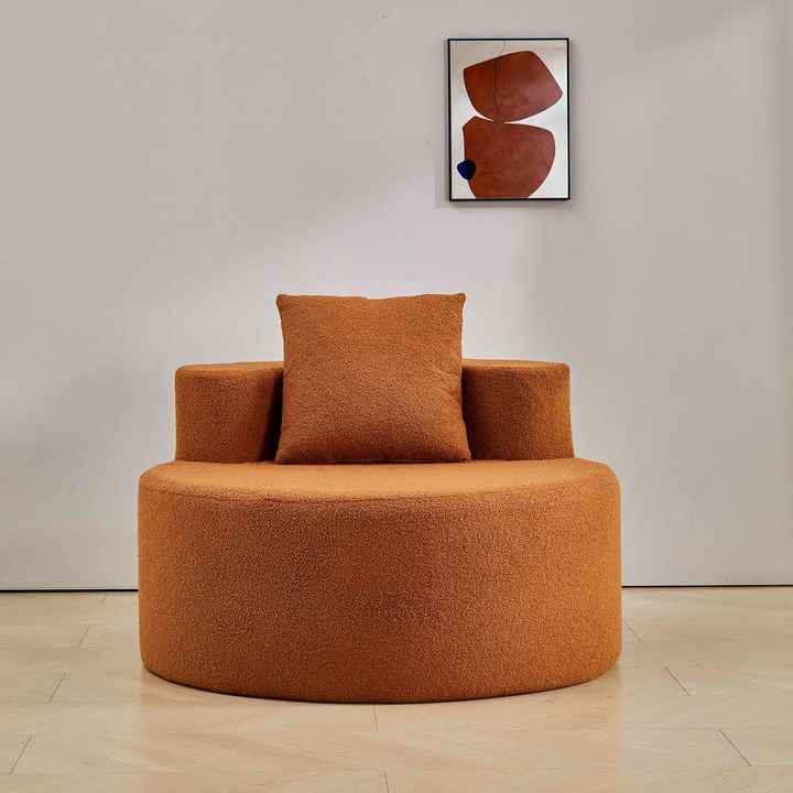 Sofá chaise longue redondo y cómodo con paquete enrollable comprimido
