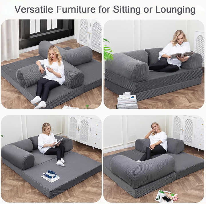 Conjunto de sofá y cama de compresión plegable multifuncional