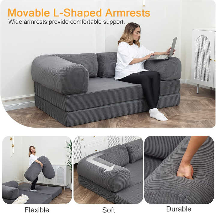Conjunto de sofá y cama de compresión plegable multifuncional