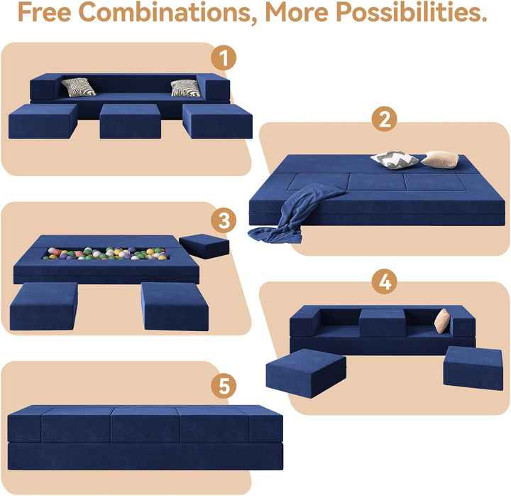 Sofá cama comprimible de combinación modular variable