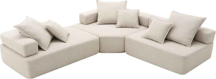 Conjunto de sofá modular comprimido en forma de L de gran tamaño