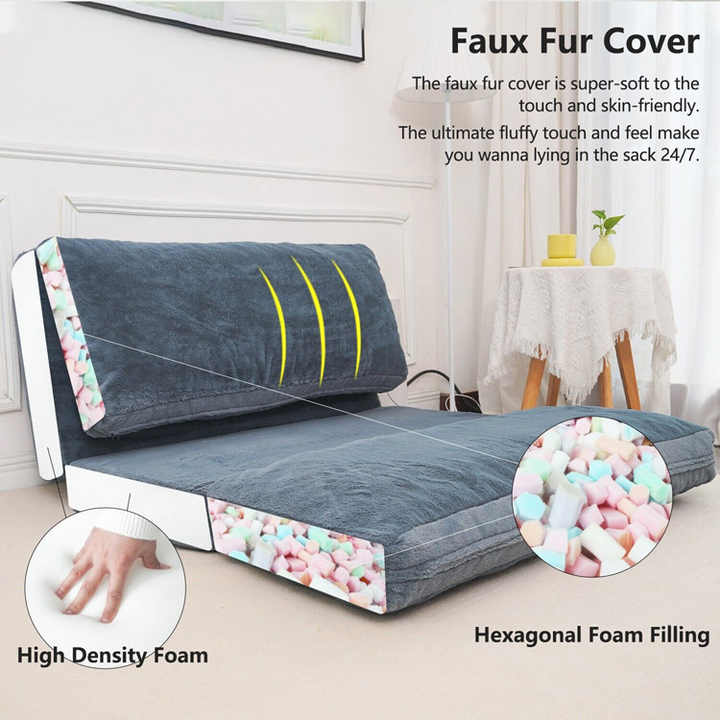 Sofá colchón plegable con funda extraíble y lavable y relleno de espuma triturada