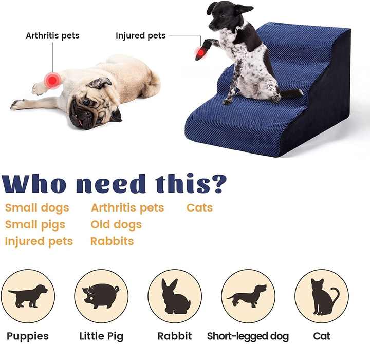 Rampa para perros de espuma comprimida de 3 capas para escaleras de mascotas