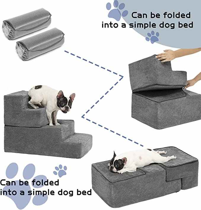 Escaleras de espuma de 4 escalones para perros y mascotas mayores más pequeñas
