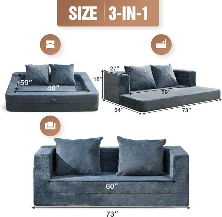 Sofá convertible 3 en 1 para adultos y mascotas
