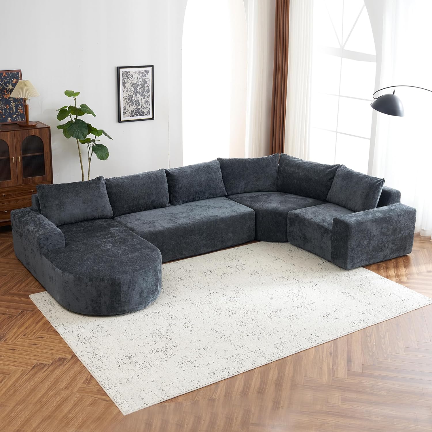 Sofá modular de compresión en forma de U de 141.7 pulgadas