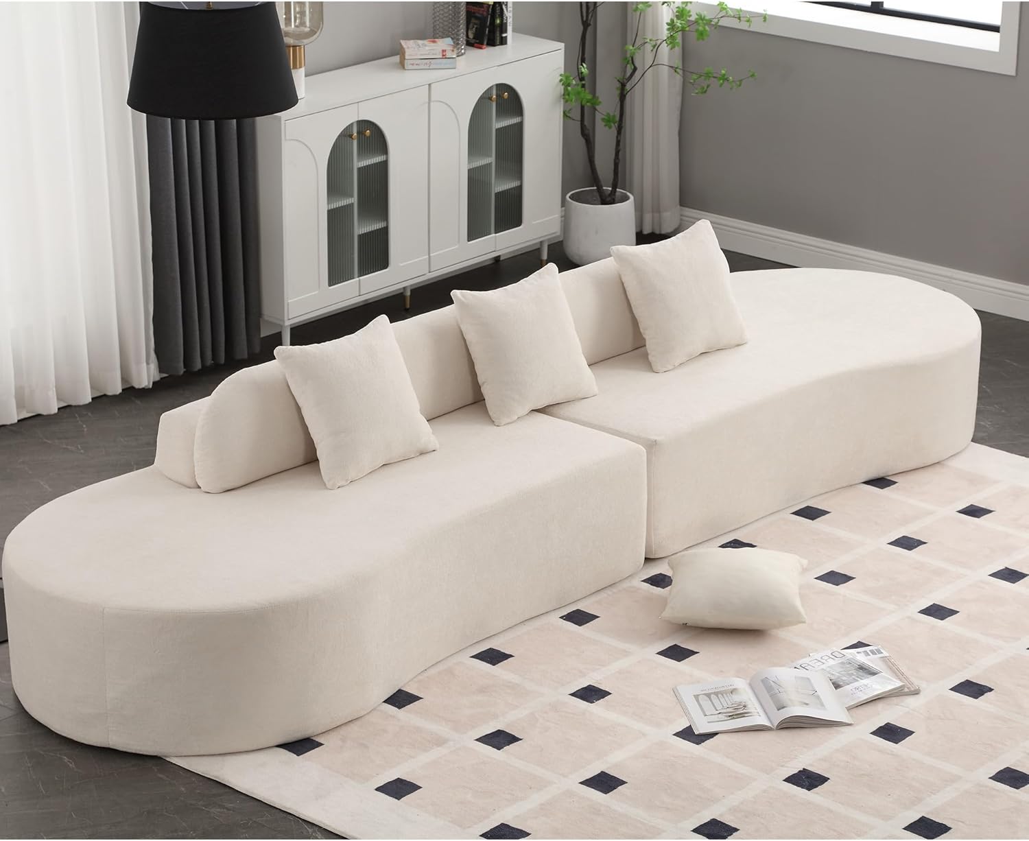 Sofá seccional curvo para sala de estar, apartamento o dormitorio.