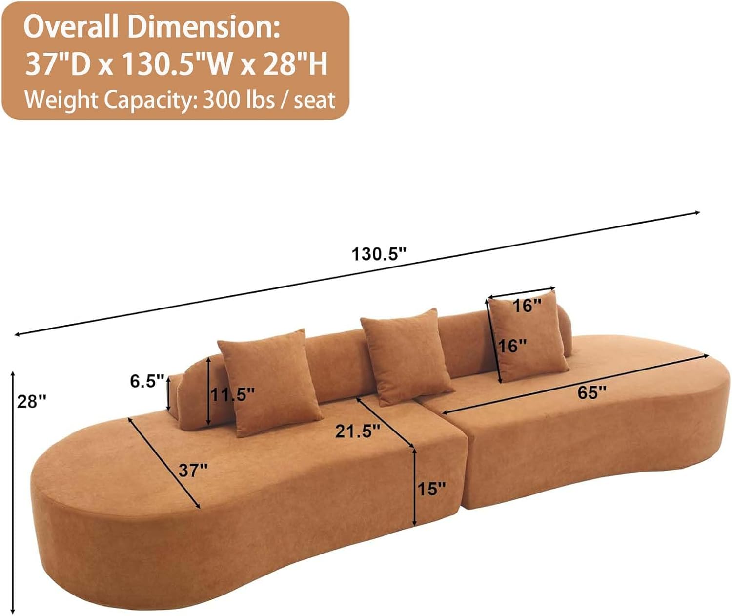 Sofá seccional curvo para sala de estar, apartamento o dormitorio.