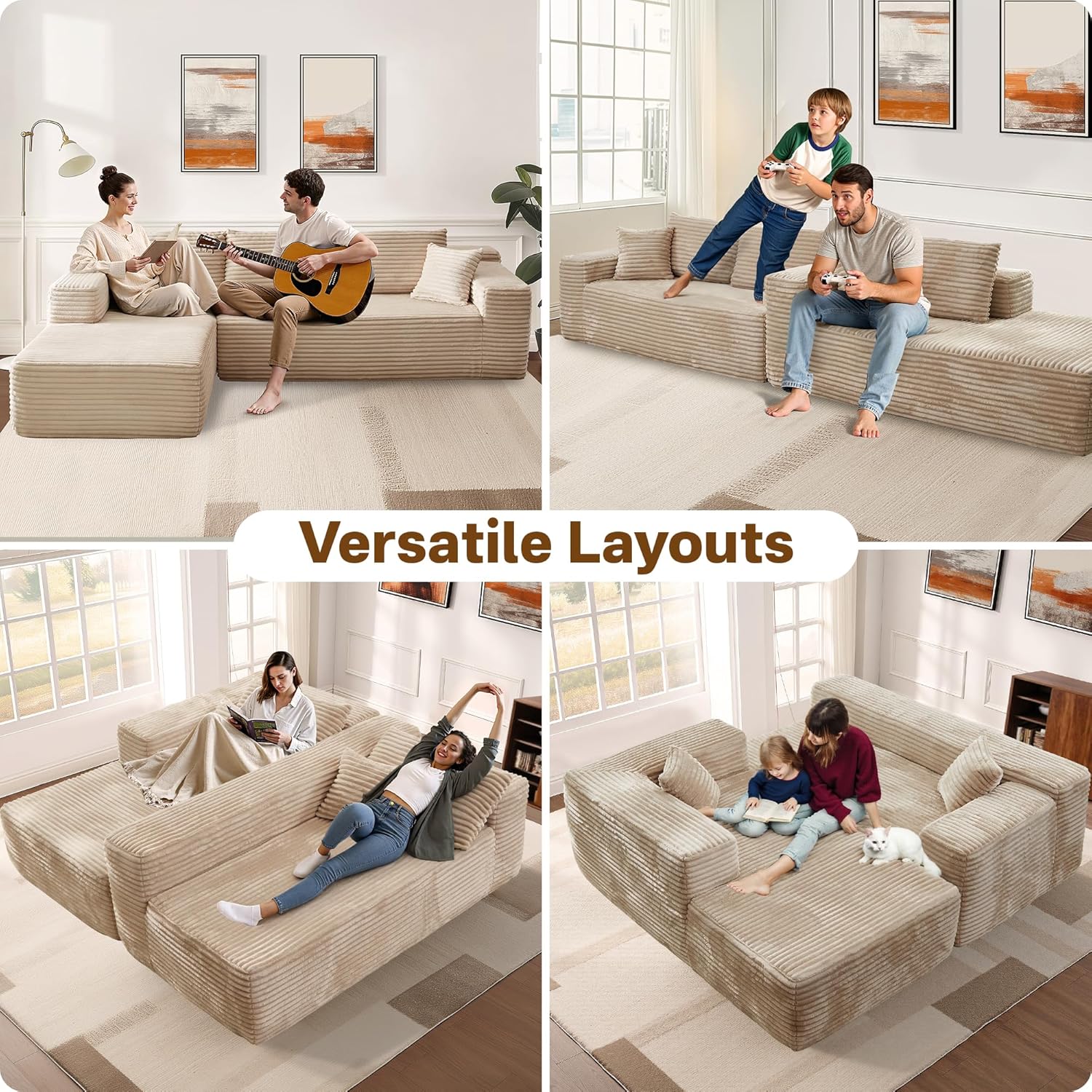Conjunto de sofá modular en forma de L de 106"