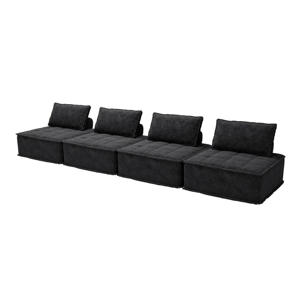 Sofá modular tapizado en chenilla de combinación libre