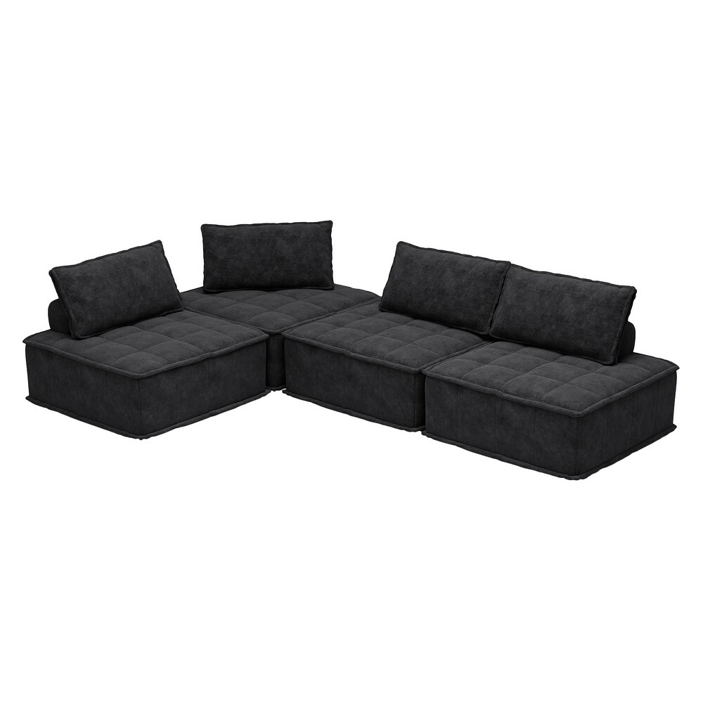 Sofá modular tapizado en chenilla de combinación libre