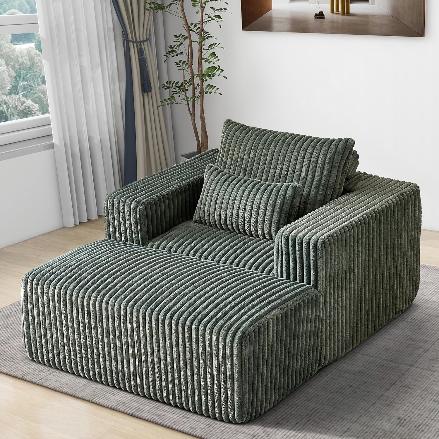 Chaise longue comprimida con tres almohadas