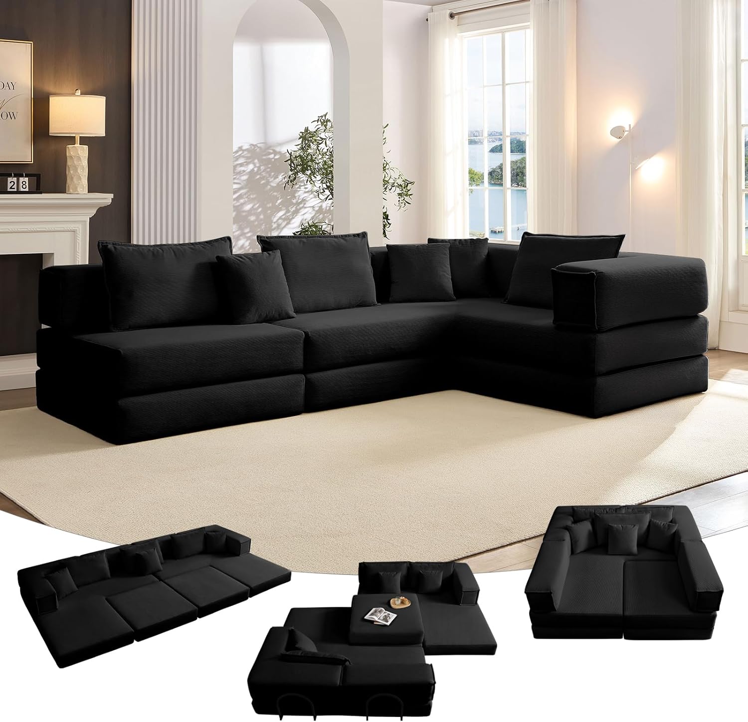 Nuevo conjunto de sofá modular convertible de espuma comprimida de 2025" (118)