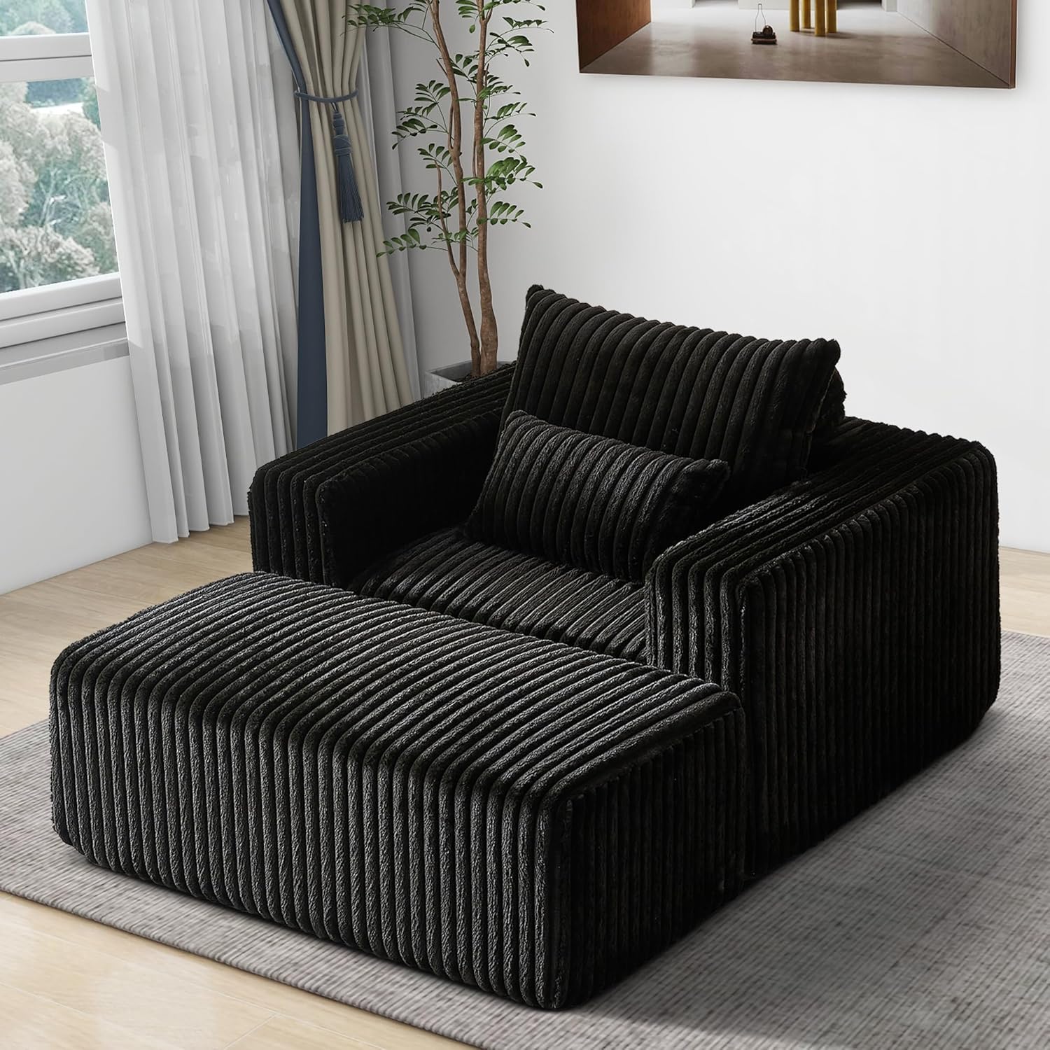Chaise longue comprimida con tres almohadas