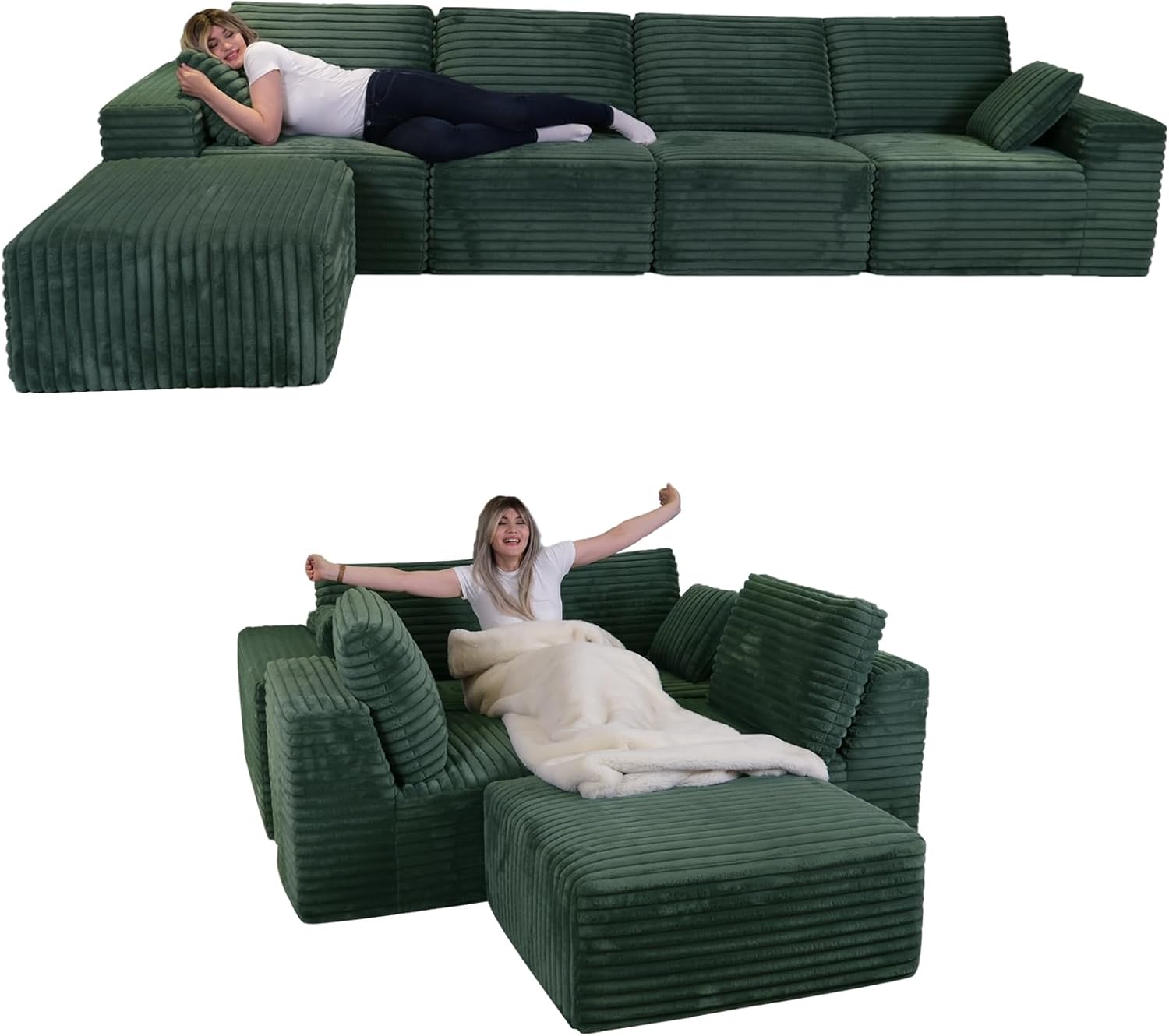 Sofá modular de compresión seccional en forma de U de 146"