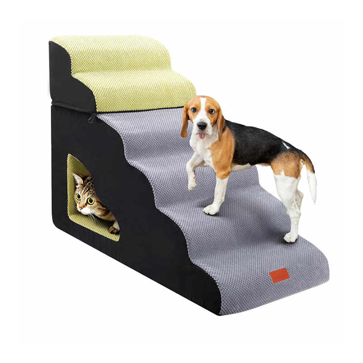 Escalera de 6 escalones de espuma suave para mascotas, empalmada, para cama alta
