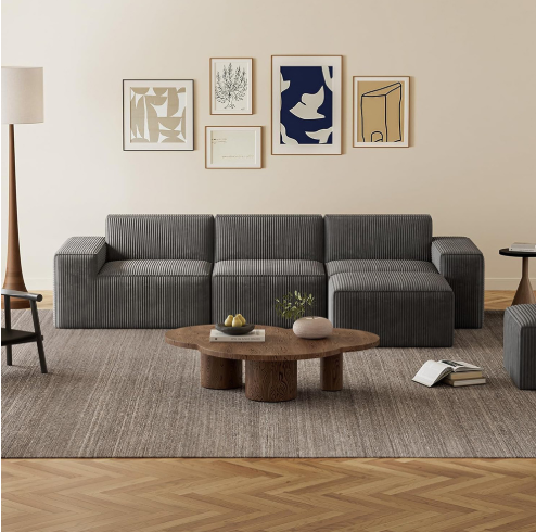 Sofá modular seccional de pana de 3 plazas