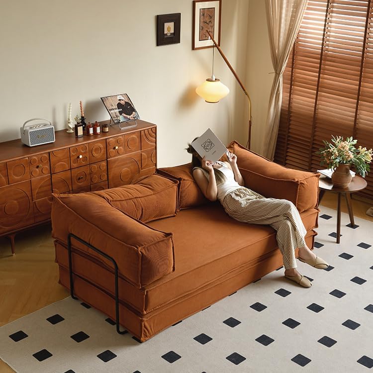Sofá cama seccional convertible, cojín y brazo rectangulares, 3 plazas