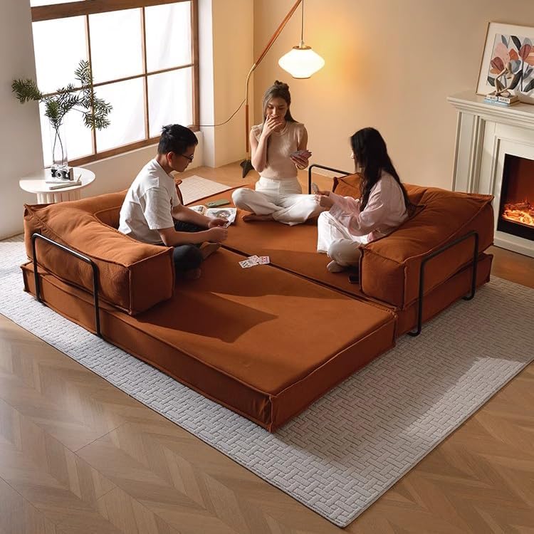 Sofá cama seccional convertible, cojín y brazo rectangulares, 3 plazas