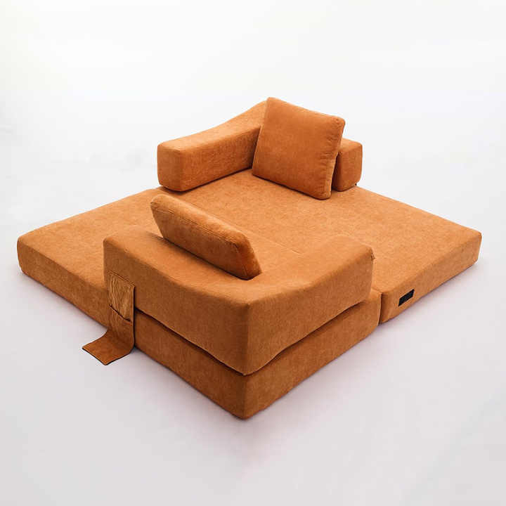 Sofá cama seccional convertible, cojín y brazo rectangulares, 3 plazas