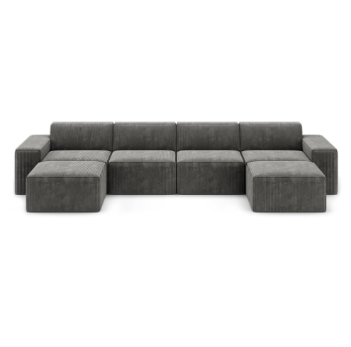 Sofá modular seccional de pana de 4 plazas con esponja comprimible 30D