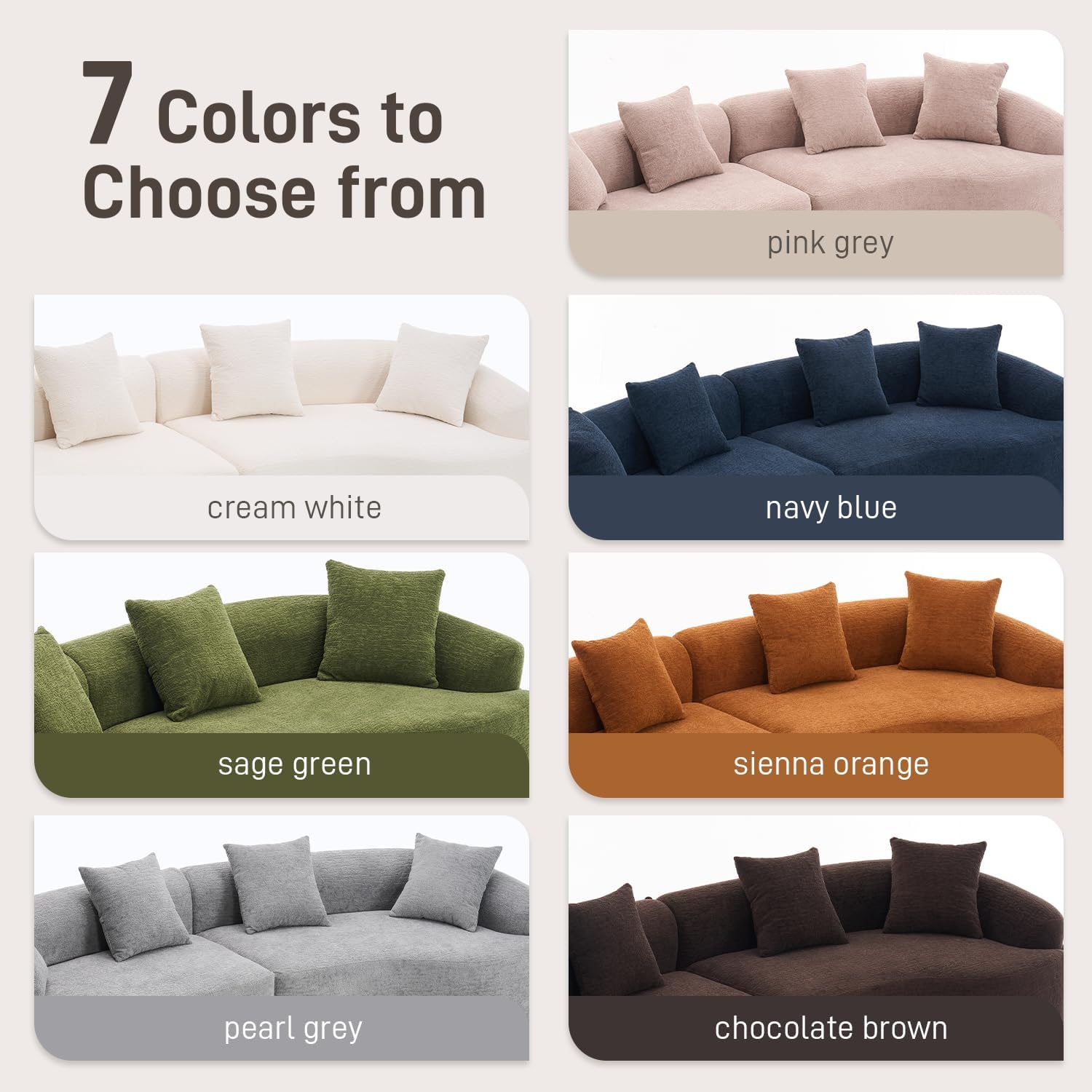Conjunto de sofá minimalista moderno curvo de 110"