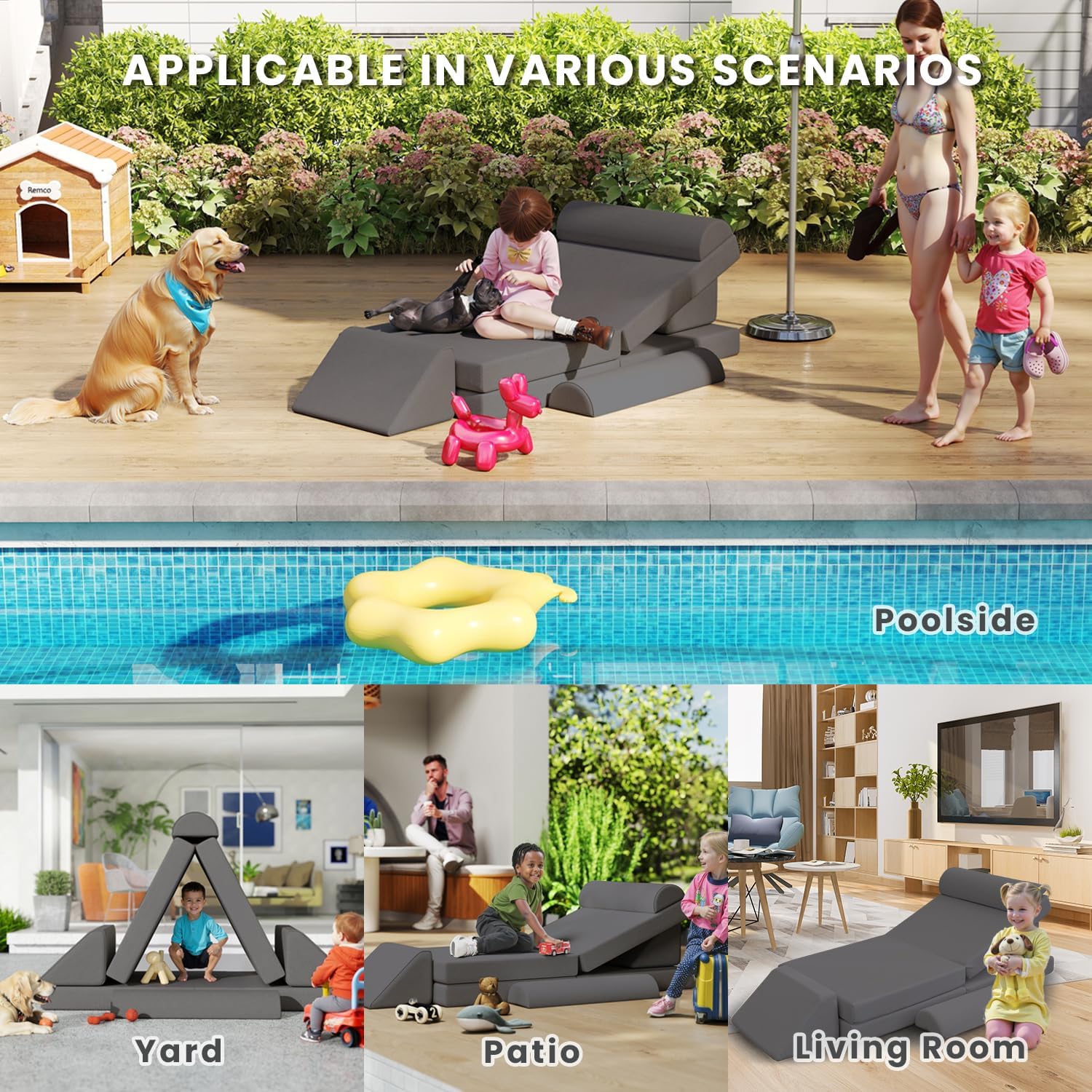 Sofá modular seccional para niños, impermeable, para exteriores